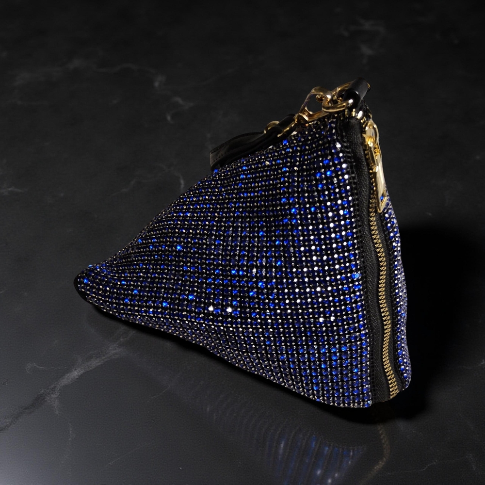 NWOT Caleesa Sparkling Blue and Black Rhinestone Wristlet